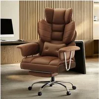 ZAISZE Bürostuhl Ergonomischer Leder Chefsessel mit Fußstütze – Komfort & Stil (Spar-Set), Hochlehner,Kopfstütze & Lordosenstütze,Höhenverstellbar & Drehbar