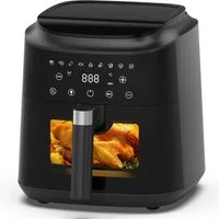 AIMAX Heißluftfritteuse Airfryer 6 Liter, 9 Programme, ohne Öl, Sichtfenster, Touchdisplay, 1650 W, Innenbeleuchtung, fettarm, 360° Heißluft, spülmaschinenfest, Timer