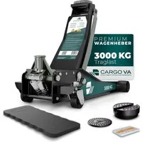 CargoVA® Rangierwagenheber Wagenheber 3T hydraulisch, 75–505 mm, SUV & Tiefergelegt, Profi-Set, max. Hubhöhe: 50,5 cm, 1-tlg., 3 T Tragkraft, 75–505 mm Hubhöhe, Doppelkolben, Profi-Set, geprüft