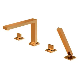 Steinberg Serie 160 Wannen-4-Loch-Armatur 1602402RG Ausladung 210 mm, mit Umsteller und ausziehbarer Handbrause, rose gold