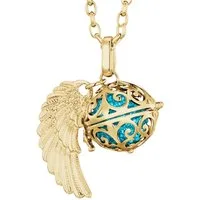 Morella Kette mit Anhänger Morella Halskette gold Engelsflügel und Klangkugel (2-tlg., Kette inkl. Klangkugel und Samtbeutel), Samtbeutel