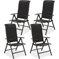 BRUBAKER Gartenstuhl Milano - Gepolsterter Klappstuhl aus Aluminium - Balkonstuhl (Outdoor Campingstuhl für Garten und Balkon - Wetterfest, 4 St), Hochlehner Campingstuhl mit 8-fach verstellbarer Rückenlehne