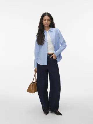 VERO MODA - VMINGE L/S SHIRT WVN BTQ brunnera blue - Gr. - M