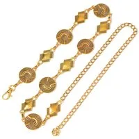 KARMA Hüftgürtel Hüftgürtel Damen silber oder Gold verstellbar 120 cm (Festival Kettengürtel Vintage, Boho Accessoire Modegürtel Taille Hüfte) Gürtel mit Medaillons Metallgürtel für Kleid Rock