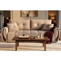 KONSIMO® 3-Sitzer Sofa NILO Schlafsofa, Einzelsofa, hergestellt in der EU, Liegefläche: 190 cm x 153 cm, mit Wellenunterfederung, mit zwei Zierkissen, mit Bettkasten