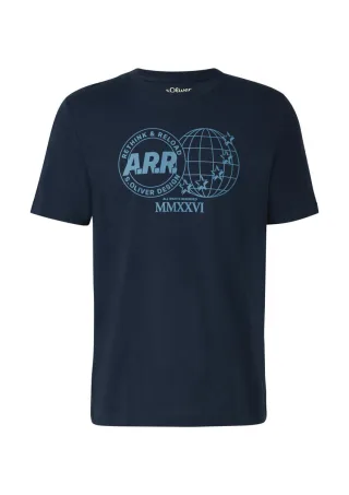 s.Oliver Red Label - T-Shirt mit Frontprint und Artwork blau - Gr. - XXL
