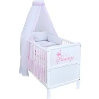 Baby-Delux Komplettbett Babybett Natalie Princess Komplettset, 10-tlg., Kinderbett 70x140 cm weiß, Bettset verschiedene Designs
