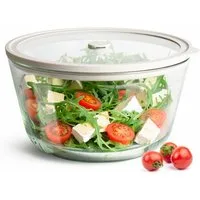 Sendez Schale mit Deckel 2,5L Ø22cm Salatschale Glasschüssel Glasschale, Borosilikatglas, Deckel mit Griff