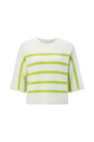 Rich & Royal - Crew NK Stripes Cropped urban lime - Gr. - S
