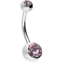 PIERCINGLINE Bauchnabelpiercing Chirurgenstahl Bananabell ZWEI KRISTALLE (Bananabells, 1-tlg)