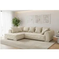 riess-ambiente Big-Sofa DECADENCIA 320cm beige – Samt, XXL, 8 Kissen, variabler Ottomane, Einzelartikel 1 Teile, edle Eckcouch mit Federung & Rundum-Bezug – ideal für große Wohnzimmer