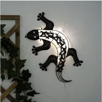 GLOBO LIGHTING LED Dekofigur, LED-Leuchtmittel fest verbaut, Warmweiß, Solar Wandlampen für Außen Tier Gartenfigur Gecko