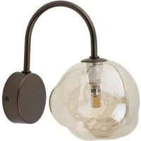 Licht-Erlebnisse Wandleuchte UMERA, ohne Leuchtmittel, Rauchglas Metall 21 cm hoch Braun Cognac G9 Modern