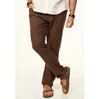 behype Leinenhose im Chinohosen Stil mit Gummibund & Kordel Herren luftige Stoffhose als Sommerhose - Freizeithose