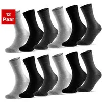 sockenkauf24 Socken 12 Paar Damen & Herren Baumwollsocken mit Komfortbund Strümpfe