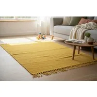 Elegant Floors Teppich Chindi Gelb 60x90 cm Baumwolle handgewebt Flachgewebe wendbar Boho, Höhe: 9 mm