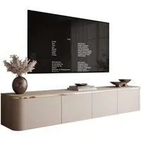 ALLHOUSE24 TV-Schrank LINE 200 cm Kaschmir matt, LED, Push-Open, goldene Metallbeine (1x TV Schrank) Breite 200 cm