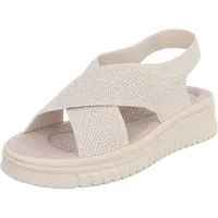 Ital-Design Damen Sandalette mit Keilsohle und Strickoptik Riemchensandalette (91849510) Keilabsatz/Wedge Keilsandaletten in Apricot