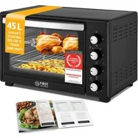 TZS FIRST AUSTRIA Minibackofen 45L 2000W, Premium-X Coating, stufenlose Temperaturregelung bis 230°C, 60 Min Timer, 4 Einschubhöhen, Doppelglastür, Umluftfunktion
