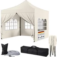 STEELSØN Pavillon Rynara Faltpavillon wind- & wetterfest, mit 4 Seitenteilen, (3x3 m, beige), UV-Schutz, Gartenpavillon mit Seitenwänden