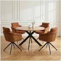 Jiexi Essgruppe Tisch- und Stuhlset, Runder Esstisch (115×75 cm) mit 4 Stühlen