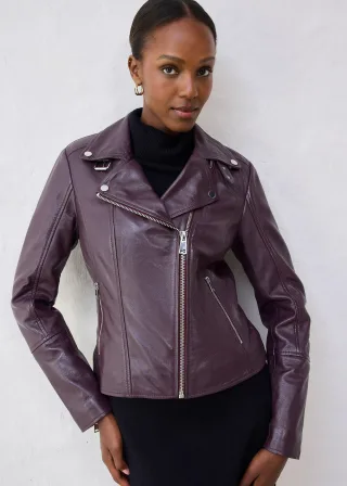 bonprix Bikerjacke aus Nappaleder, rot, Gr.40, Biker-Lederjacke aus hochwertigen Glattleder, aus Nappaleder