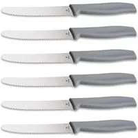 Böker Manufaktur Solingen Brötchenmesser Böker Brötchenmesser mit Wellenschliff, grau (6 Stück)