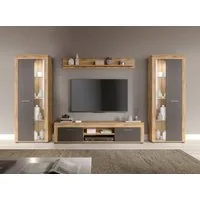 OTTO home Wohnwand AOSTA, Breite 310cm, 4-teilige Wohn-Kombination, (bestehend aus: 2x Vitrine, Lowboard, Wandboard), Wohnwand, Kombination, Anbauwand, Möbel Set, Schrankwand, Möbel Kombi