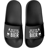MoonWorks Badeschlappen Spruch Lustig Der tut nix der will nur Bier Badesandale