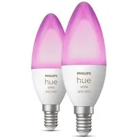 Philips Hue LED-Leuchtmittel White / White & Color Ambiance, Kerzenform 470lm, E14, 2 St., Farbwechsler