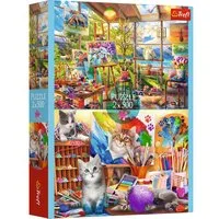Trefl Puzzle Trefl, Katzen / Malerei, 2x500 Teile Puzzle, 500 Puzzleteile