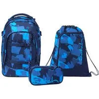 Satch Schulranzen Schulrucksack-Set PACK Toublemaker 3-teilig (3-teilig), ergonomisch, ab 5. Klasse, weiterführende Schule, Schulranzen