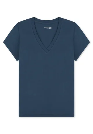 SCHIESSER - T-Shirt V-Ausschnitt deep blue - Gr. - 42