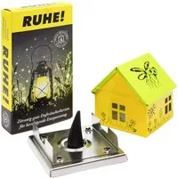 Landshop24 Räucherhaus Metall Mückenhaisl Räucherkerzen Zitronenduft "Ruhe" Motiv "Mücke", Original Erzgebirge, inklusive 24 Räucherkerzen
