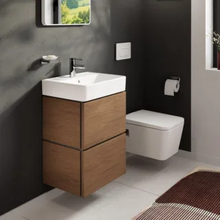 hansgrohe Xilesa E Waschtischunterschrank 54248550 480x380mm, 2 Schubkästen, für Handwaschbecken, ohne PushOpen, Eiche Kaschmir