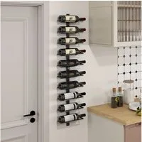 HOMCOM Weinregal Flaschenregal für 10 Weinflaschen, Flaschenhalter, Aufbewahrungsregal aus Stahl 1-tlg., für Küche, Esszimmer Schwarz