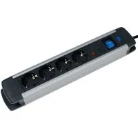 as - Schwabe Mehrfach Steckdosenleiste "ALux" 1,5m, IP20, 230V Steckdosenleiste 4-fach (Ein- / Ausschalter, Schalterbeleuchtung, Schutzkontaktstecker, Überspannungsschutz, Kabellänge 1,5 m), mit erhöhtem Berührungsschutz