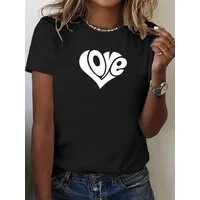 RMK T-Shirt Damen Shirt Top Sommer Basic Rundhals Love Herz