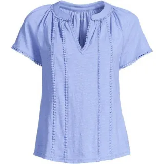 Flammgarn-Shirt mit Tunika-Ausschnitt, Damen,  Lila, Baumwolle, by Lands' End