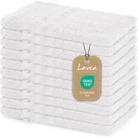 Lavea Waschhandschuh 10er Set Waschhandschuhe, 15 x 21 cm, Elena-Frottierserie, Waschlappen, 100% Baumwolle (10er Set), 500 g/m² Frottier, weich & saugstark, pflegeleicht