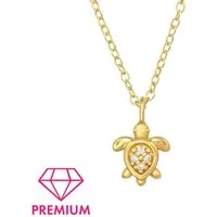 Monkimau Ohrring-Set Schildkröten Kinder Premium Halskette 925 Silber Geschenk, Hypoallergen
