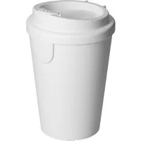elasto Becher Trinkbecher 0,4 L Kaffeebecher mit Deckel aus Kunststoff in Weiß, BPA-frei, Mehrwegbecher, Langlebig, Wasserbecher, Made in Germany