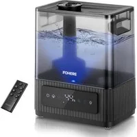 FOHERE Luftbefeuchter 6L Luftbefeuchter für Große Räume, Kaltnebel Leiser Humidifier, 6 l Wassertank, 60 Std. Laufzeit, Präziser Feuchtigkeitssensor, Aromadiffusor