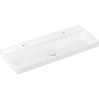 hansgrohe Aufsatzwaschtisch Xelu Q 1200x480mm, mit 2 Hahnlöchern, ohne Überlauf, geschliffen, weiß