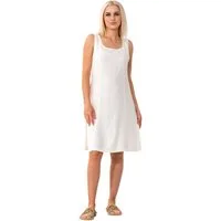 WENOR Sommerkleid mit Bindegürtel hinten Leinenmix Strandkleid ärmellos knielang (1-tlg) Formende Nähte, Rückenbindung, Rückenreißverschluss