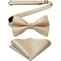 LuxusKollektion Fliege Fliege Vorgebundene Herren Einstecktuch Smoking Hochzeit A2-beige