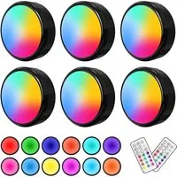 Lapalife LED Unterbauleuchte LED RGB Spots Dimmbar Mit Fernbedienung, Kabellose Schrankbeleuchtung, Batteriebetrieben, drückbar & dimmbar, für Küche Schrank Vitrine