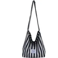 Blusmart Schultertasche Modische Canvas-Tasche für Pendler (Großes Fassungsvermögen, Klassische Streifen), Schulter- und Crossbody-Tasche für zwei Zwecke