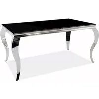 Feldmann-Wohnen Esstisch Prince (rechteckige Tischplatte 150x90cm, 1-St., Marmor Optik, stilvolles Gestell in chrom), 150x90x75cm Schwarzglas / chrom