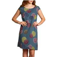 Caspar Sommerkleid SKL033 leichtes knielanges Damen Sommer Leinenkleid mit Punkte Print Luftig leicht, figurumspielende Form, mit seitlichem Jersey-Einsatz